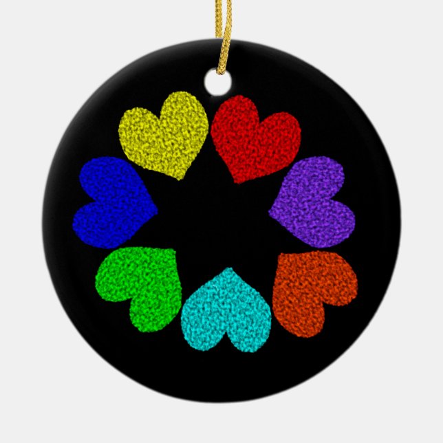 Liebe mit Regenbogen, Blumen Keramikornament (Vorne)