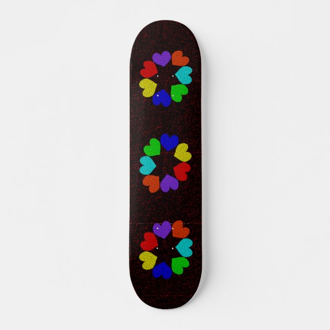Liebe mit Regenbogen-Blumenblättern Skateboard (Vorne)