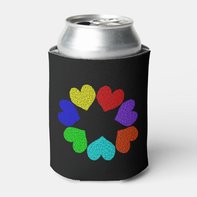 Liebe mit Regenbogen-Blumenmuster Dosenkühler (Kanne Vorderseite)