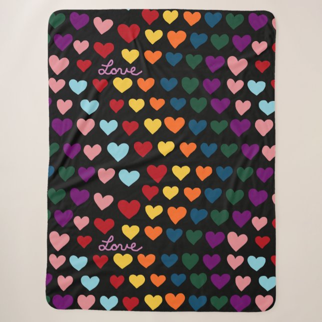 Liebe mit Regenbogen der Herzen Sherpadecke (Vorderseite)