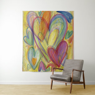 Liebe mit Regenbogen Hört Kunsttapestry Wand hänge Wandteppich