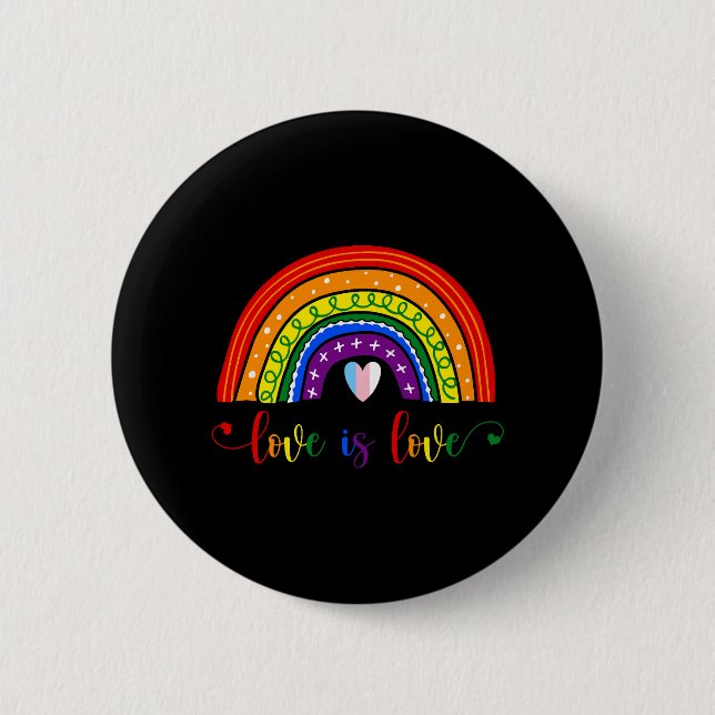 Liebe mit Regenbogenflagge für LGBT-Monat Button (Vorderseite)