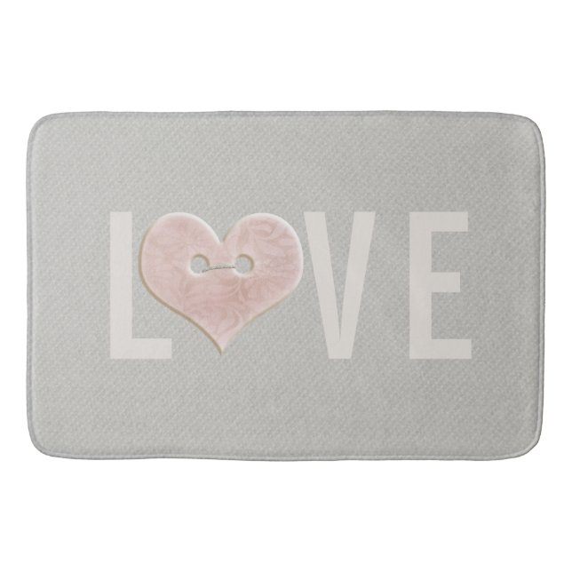 LIEBE mit rosa Herz | Bath Mat Badematte (Vorderseite)