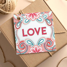 Liebe mit rosa und grünen Blume und Wirbel Geschenkanhänger