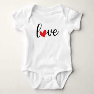 Liebe mit rotem Herzen, einfaches Design  Baby Strampler