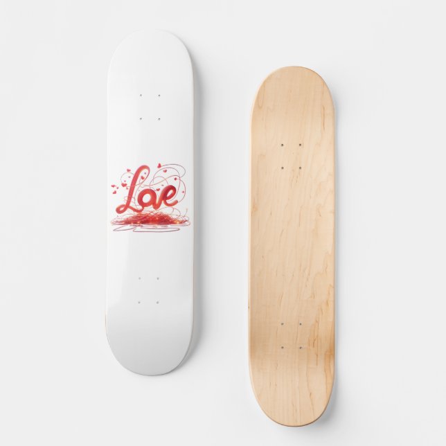 Liebe mit roten Wiesen Skateboard (Vorderseite)