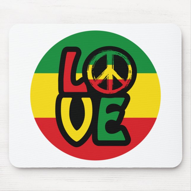 LIEBE mit Ruhesymbol, Reggae-Stil Mousepad (Vorne)