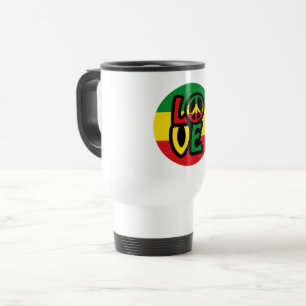 LIEBE mit Ruhesymbol, Reggae-Stil Reisebecher