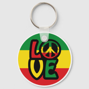 LIEBE mit Ruhesymbol, Reggae-Stil Schlüsselanhänger