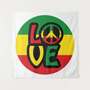 LIEBE mit Ruhesymbol, Reggae-Stil Wandteppich