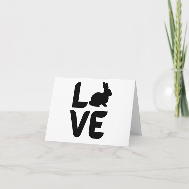 Liebe mit schwarzem Rabbit-Design-Blankgrüßen Karte (Vorderseite)