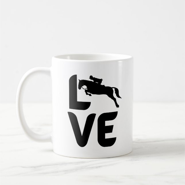 Liebe mit Springpferden als O Kaffeetasse (Links)