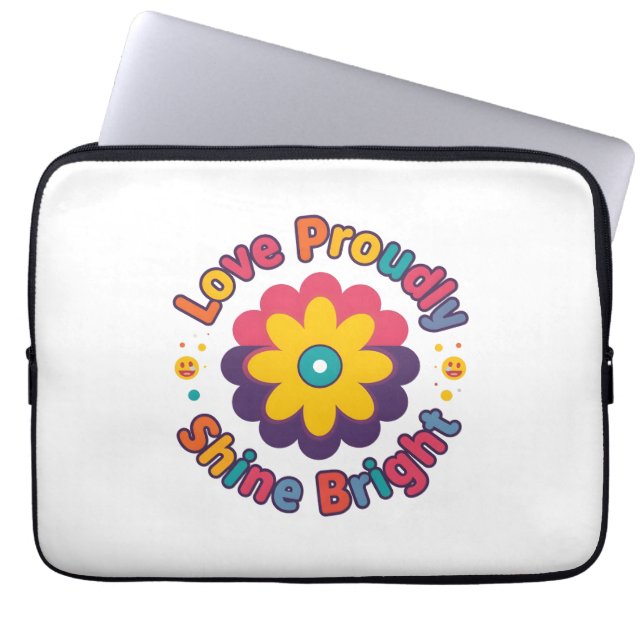 Liebe mit Stolz, strahle hell – Bunte Blumen-Pride Laptopschutzhülle (Vorderseite)