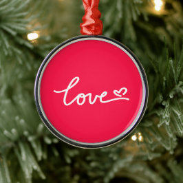 Liebe mit weißem Text auf rosa Ornament Aus Metall