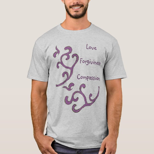 Liebe-Mitleid-Verzeihen Shirt, Bio Muster T-Shirt (Vorderseite)