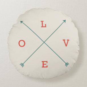 Liebe Moderne Arrow Typografie Minimalistische Kun Rundes Kissen