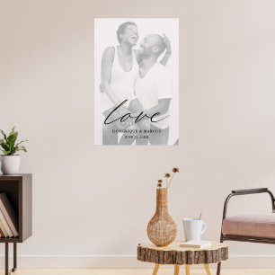 Liebe Moderne Chic Calligrafy Einfaches Foto Hochz Poster