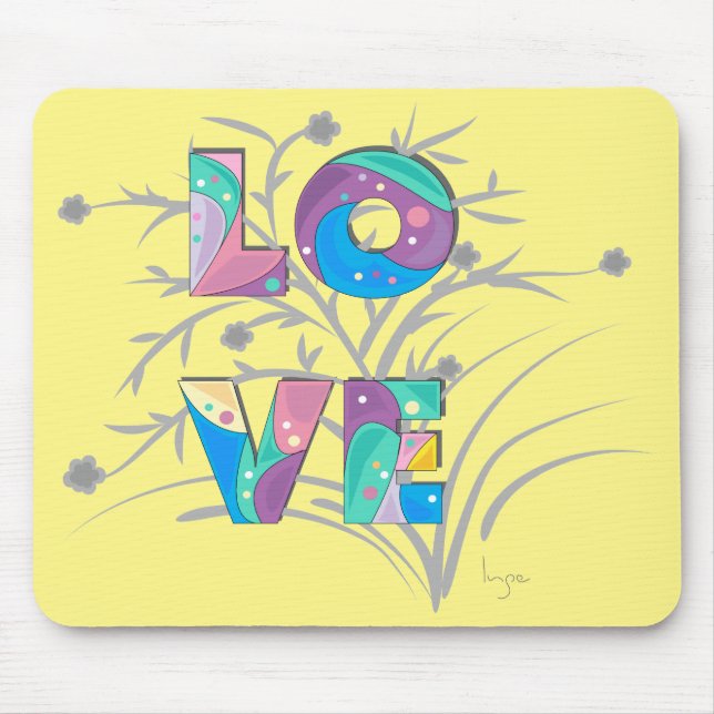 LIEBE Moderne Gelbe Blume Grafische Unique Mouse P Mousepad (Vorne)