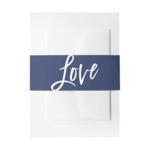LIEBE Moderne Hochzeitshandschrift mit blauem Buch Einladungsbanderole