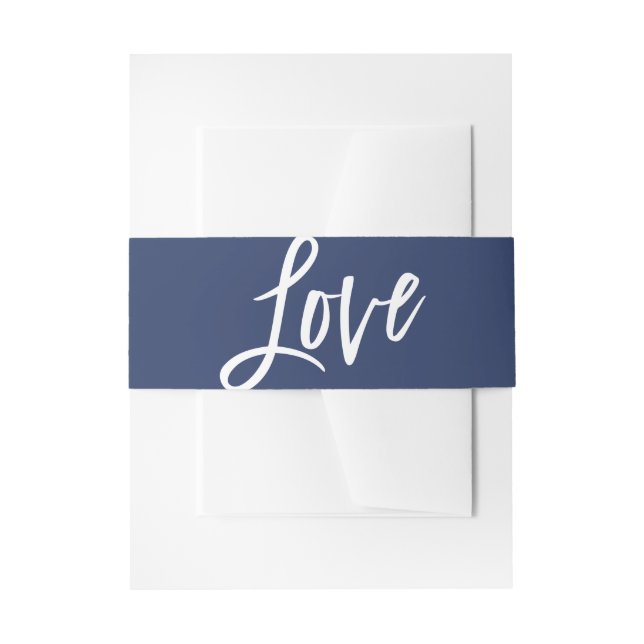 LIEBE Moderne Hochzeitshandschrift mit blauem Buch Einladungsbanderole (Vorderseite Beispiel)