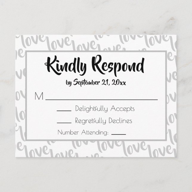 Liebe Moderne Script Typografy UAWG Einladungspostkarte (Vorderseite)