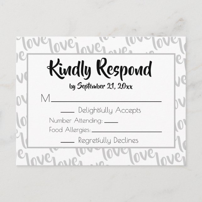 Liebe Moderne Script Typografy UAWG Einladungspostkarte (Vorderseite)