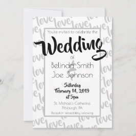 Liebe Moderne Script Typografy Wedding Einladung