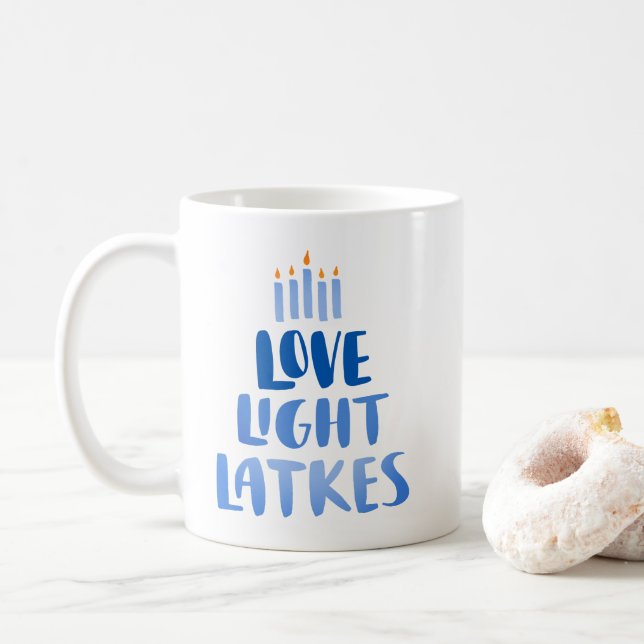 Liebe | Moderner Spaß Hanukkah Kaffeetasse (Mit Donut)