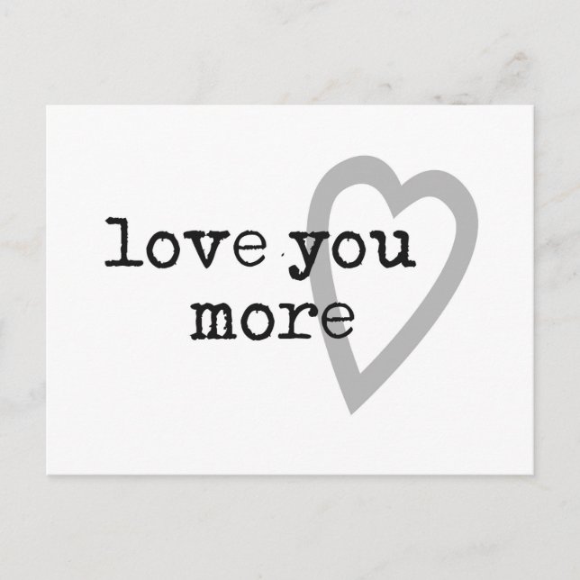 Liebe Moderneres Schwarz-weißes graues Herz Postkarte (Vorderseite)