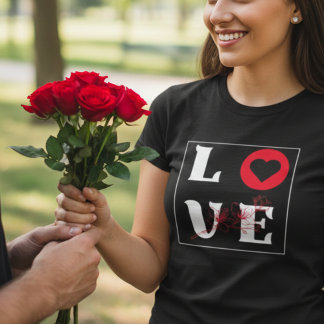 Liebe Modernes Botanisches Rot Herz Minimalistisch T-Shirt