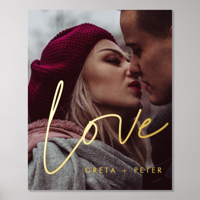 Liebe Modernes Kalligraphiepaar Foto Gold Foliendrucke (Vorderseite)