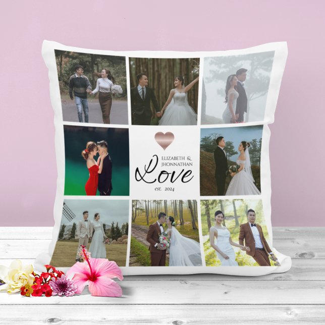 Liebe Modernes, schicke Foto Collage Grid Herzstüc Kissen (Von Creator hochgeladen)