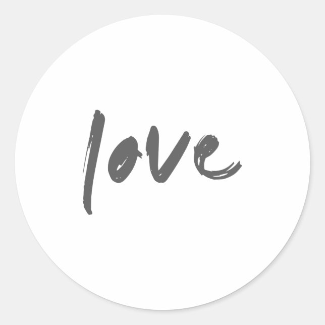 Liebe | Modernes Word Zitat Minimalistisch Art Bru Runder Aufkleber (Vorderseite)