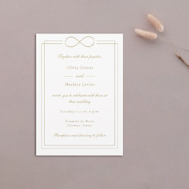 Liebe Mongram Gold Borders White Wedding Einladung