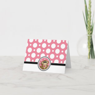 Liebe Monkey benutzerdefinierte Pink-Polka-Dotkart Dankeskarte