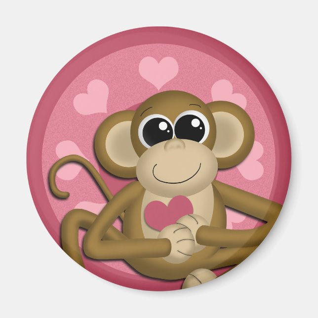 Liebe Monkey Pink Magnet (Vorne)