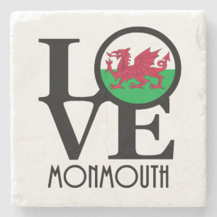 LIEBE Monmouth Wales Steinuntersetzer