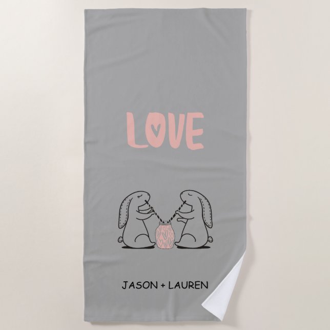 Liebe | Monogram Beach Handtuch (Vorderseite)