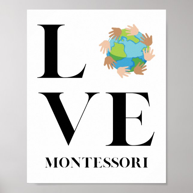Liebe | Montessori | Hände rund um die Welt Poster (Vorne)