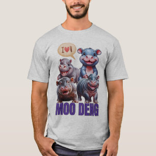 Liebe moo Deng Thai lustige kleine Babyhippo T-Shirt