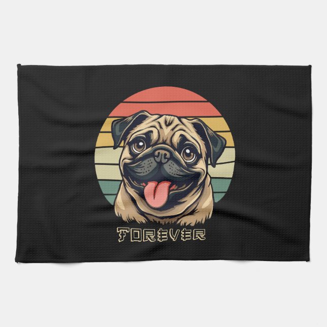 Liebe Mops Forever - Niedlicher Mops Lover Design Geschirrtuch (Horizontal)