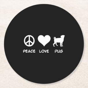 Liebe Mops Mops Dog Lovers Gift Runder Pappuntersetzer