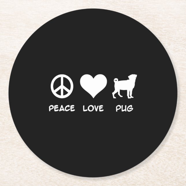 Liebe Mops | Mops Dog Lovers Gift Runder Pappuntersetzer (Vorderseite)