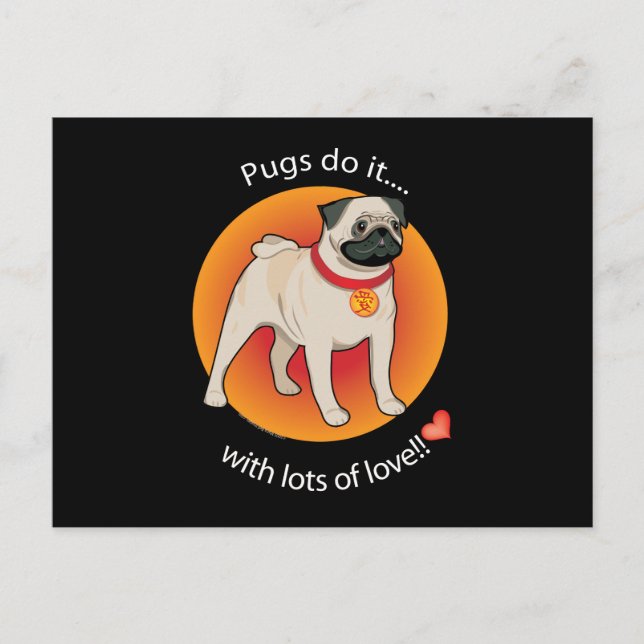 Liebe Mops Postkarte (Vorderseite)