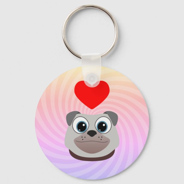 Liebe Mops Schlüsselanhänger (Vorderseite)