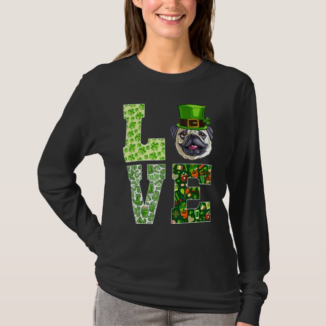 Liebe Mops St Patrick's Day Funny Dog T-Shirt (Vorderseite)