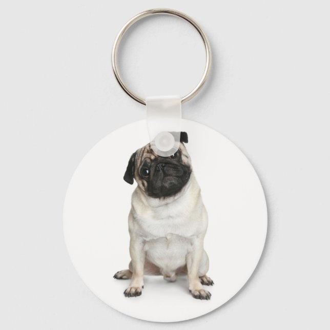 Liebe Mops Welpe Dog Schlüsselanhänger (Vorderseite)