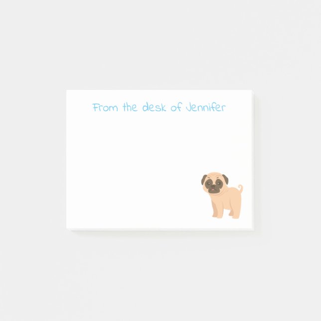 Liebe Mops Welpen Hund Cartoon Post IT Sticknotes Post-it Klebezettel (Vorderseite)