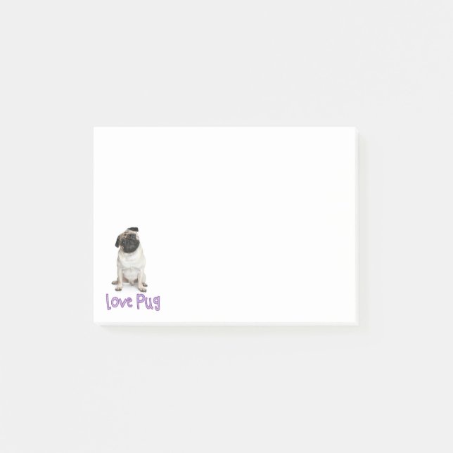 Liebe Mops Welpen Hund Post IT Sticknotes Post-it Klebezettel (Vorderseite)