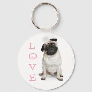 Liebe Mops Welpen Hund Schlüsselanhänger